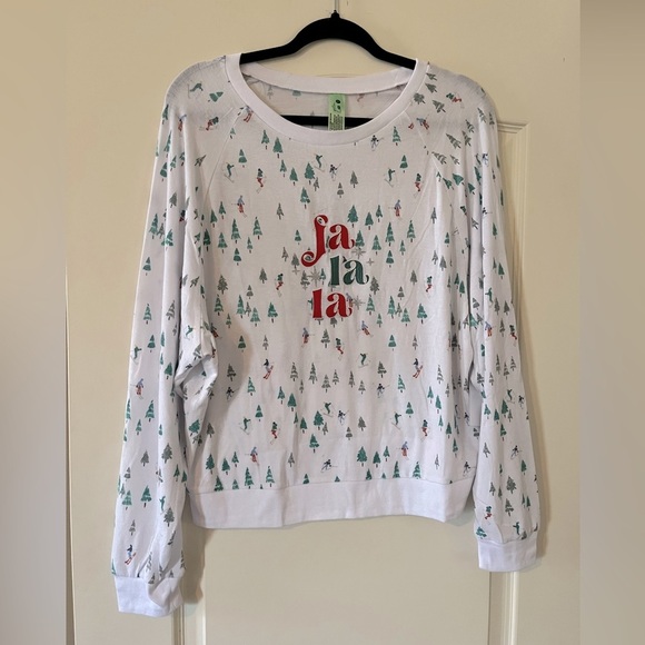 NEW! Honeydew Festive Soft White Pajama Set with Snow Ski & Tree Print - Picture 8 of 13